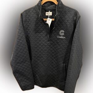 Marine Layer Black Quilted Half-Zip Pullover with Coalition Logo